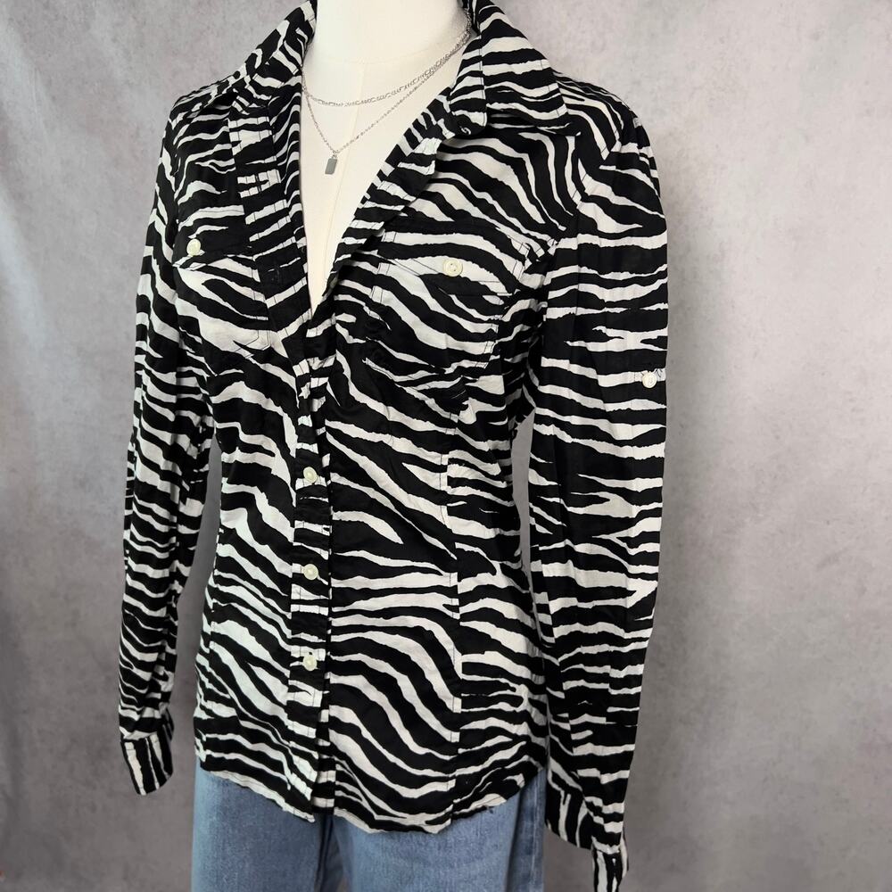 Black & White Zebra Print Button Up Size Medium